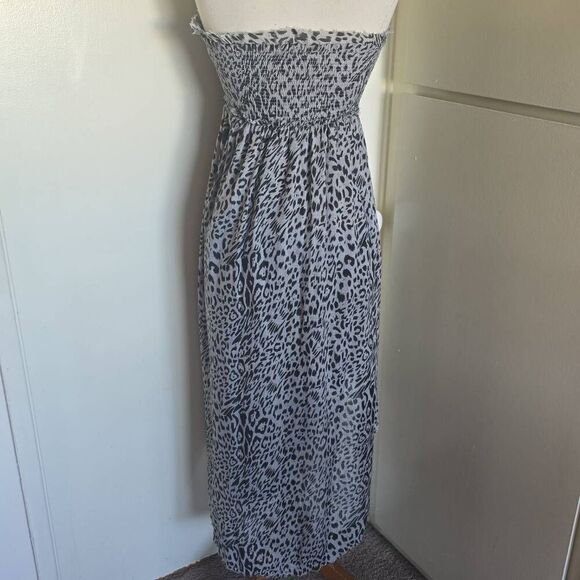 It Girl Grey/ Blk strapless leopard sundress, - Picture 7 of 10
